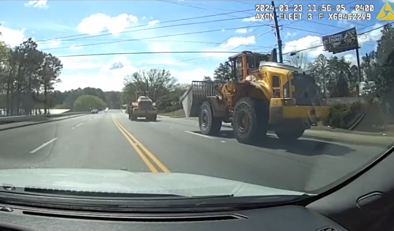Cops End Slowest Chase Ever By Flipping Stolen Front-Loader With Another Front-Loader