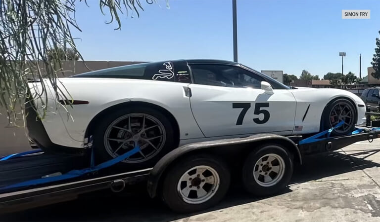 [STOLEN] Sacramento Man’s C6 Corvette Racecar Wearing No.75 Stolen Along with Truck and Trailer